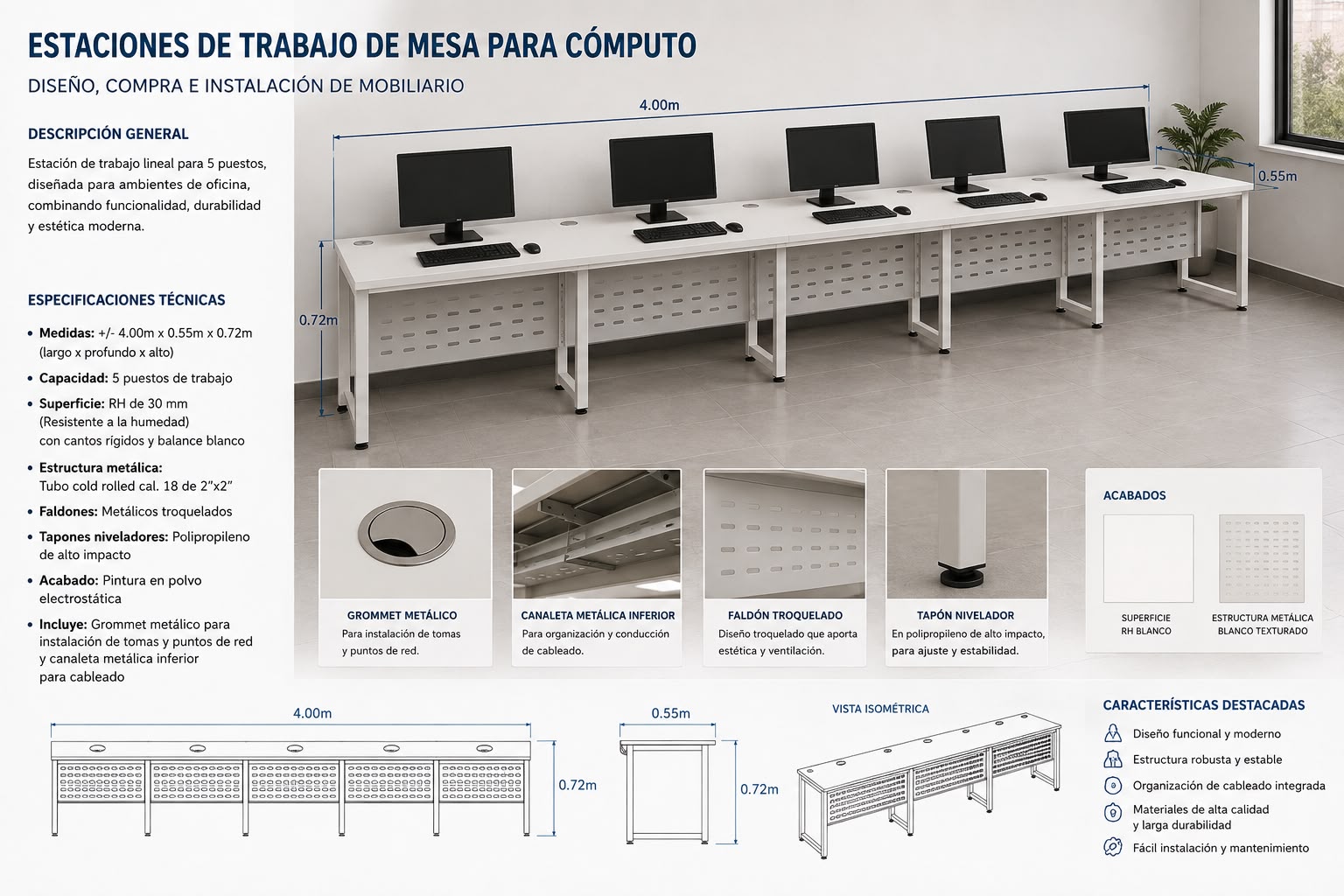 ESTACIONES DE TRABAJO DE MESA PARA COMPUTO