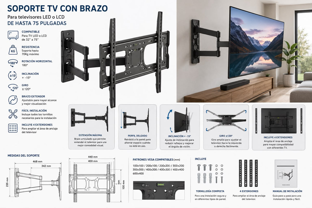 SOPORTE TV CON BRAZO